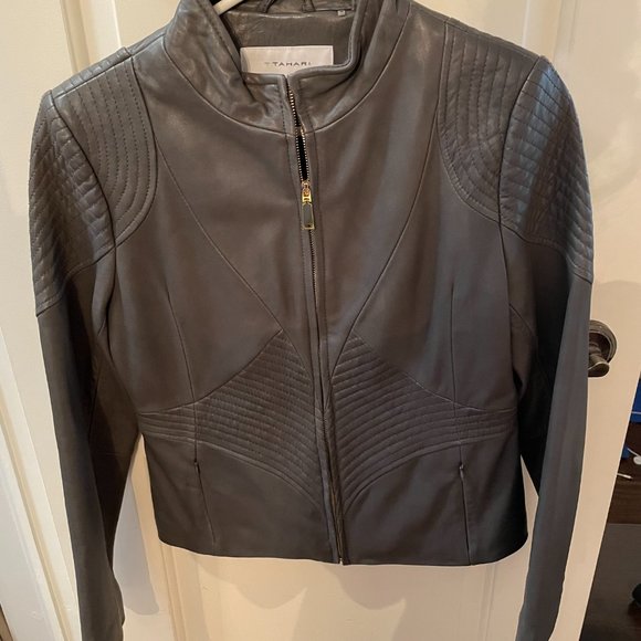 T Tahari Leather Jacket - Picture 3 of 8